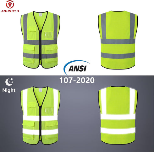 ANSI/ISEA Compliant Reflective Safety Vest for Construction Workers - Unisex