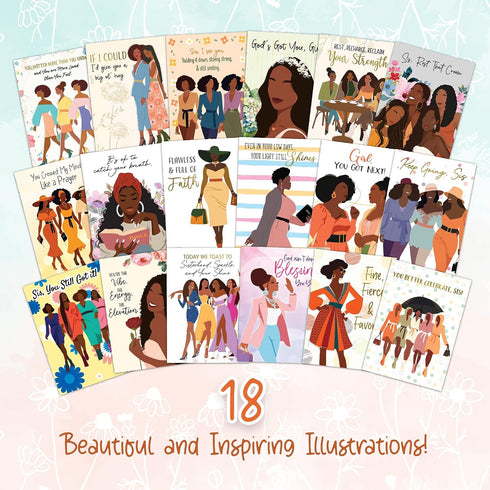 Set 18 African American Greeting Cards Assortment Box of Cards with Envelopes Black Birthday Cards, Encouragement