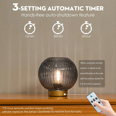 Battery Operated Lamp with Remote Control for Table Decor,Small Cordless Table Lamps with Timer&Replaceable LED