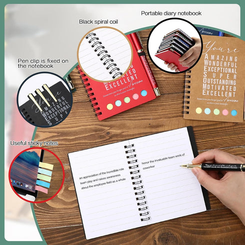 Jetec 25 Sets Team Employee Appreciation Gifts Bulk Office Business Inspirational Team Together Spiral Notebooks with