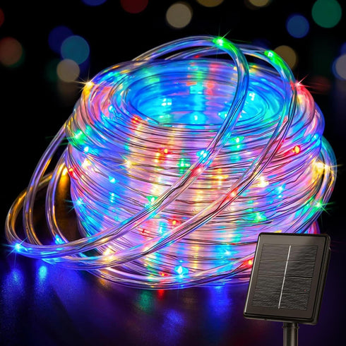 clouisc Solar String Lights Outdoor Waterproof 120 LED 40ft Rope Lights with 8
