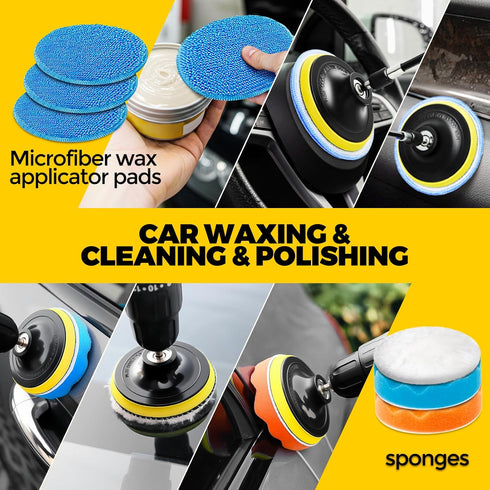22Pack Set,Scrub Holikme Drill Brush Attachments Pads & Sponge, Buffing Pads,Power Scrubber Brush,Car Polishing Pad