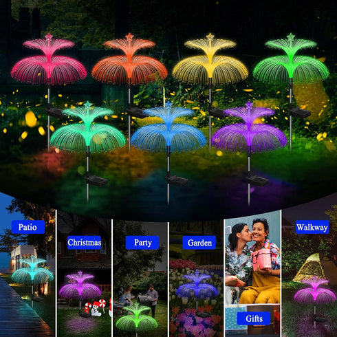 3 Pack 7 Weepong Solar Garden Lights New Upgraded Solar Lights Outdoor Waterproof Color Changing Double Jellyfish