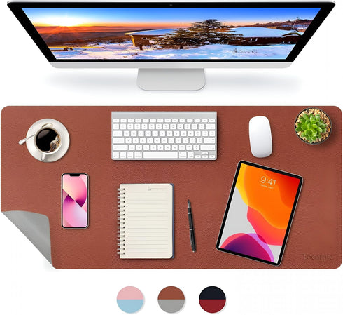 CCOCC Dual-Sided Desk Pad Large 35x17 Waterproof PU Leather Desk Mat Mouse Pad