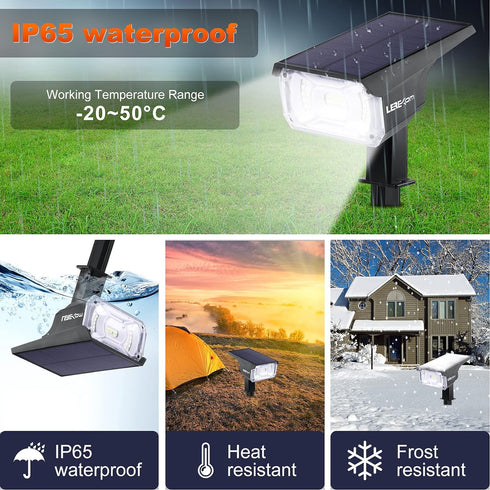 IP65 40 On/Off,3 2 Pack LEREKAM Solar Spot Lights, Waterproof LEDs Landscape Spotlights,USB & Solar Powered Wall Lights