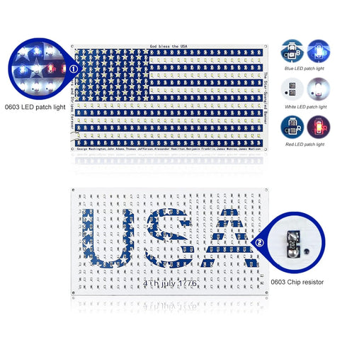 SMD Soldering Practice Kit, DIY American Flag Project, Solder Skill Training Learning Components