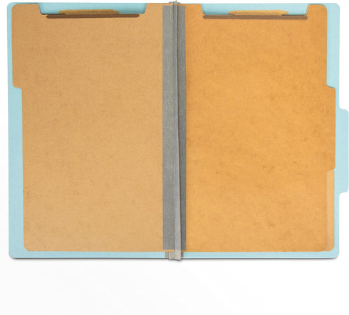 The File King Pressboard Classification File Folder - Pale Blue, Legal Size, Box of 10, 2/5 ROC Top Tab, 3” Expansion,