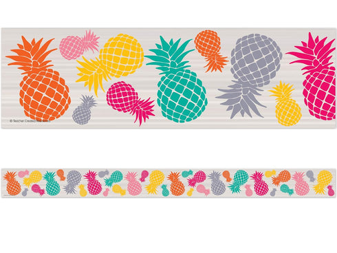 Teacher Created Resources 2157 Straight Border Trim, Tropical Punch Pineapples