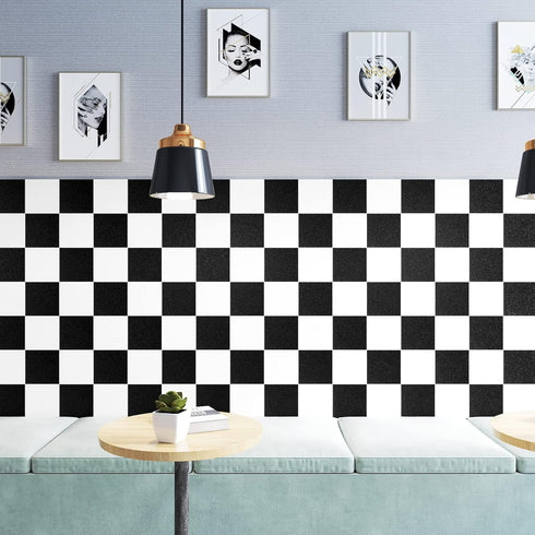 YENHOME 30"X118" Checkered Contact Paper, Peel and Stick Removable Black and White Wallpaper for Walls