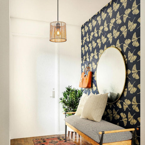 Osasy (1, Woven Wicker Hanging Drum Lamp Shade, Tall Oval, Bamboo Lampshade for Table/Nightstand or Bedside Lamps Floor