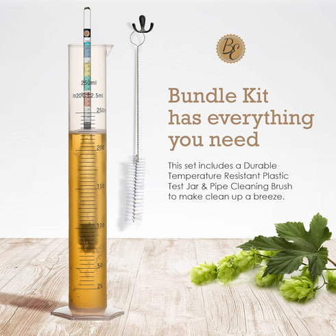 Brewer's Elite Hydrometer & Plastic Test Jar for Home Brew Beer, Wine, Mead, Kombucha