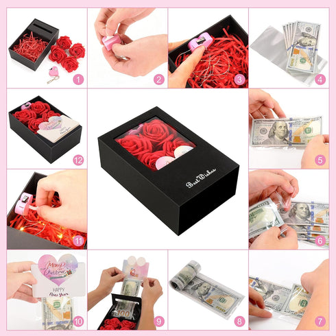 YINGHECX Money Box for Cash Gift Pull, Money Gift Boxes for Cash on Birthday, Christmas, Graduation, Mother's Day
