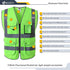 JKSafety Class 2 High Visibility Safety Vest 9 Pockets Zipper Front Reflective Strips 150-Green 4X-Large