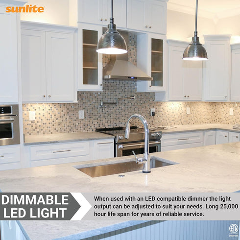 Sunlite 45163 LED PAR16 Short Neck Recessed Spotlight Bulb, 7 Watt, 550 Lumens, Dimmable - 6 Count