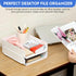 Desk Letter Tray - Set of 2 Stackable PET Document Organizer for Notes, Pens, File Paper, White