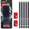 PANDAFLY Eraser Pencil Set - 6pc Eraser Pencils and 2pc Sharpener for Sketching, Charcoal Drawings, Art Supplies