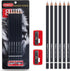 PANDAFLY Eraser Pencil Set - 6pc Eraser Pencils and 2pc Sharpener for Sketching, Charcoal Drawings, Art Supplies
