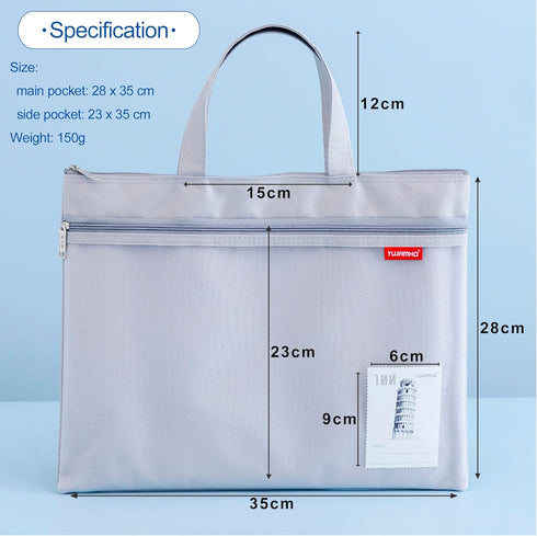 Pendancy Large Waterproof Mesh Zipper Pouch 11x13.7 in, Double Pocket File Bag with Handle for Document Storage