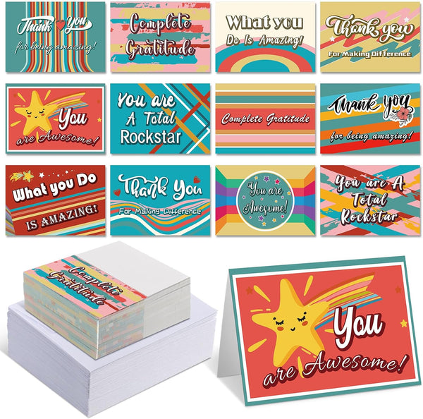 AmazingSpark 120 Pack Thank You Cards with Envelopes Bulk 12 Designs 4.8 x