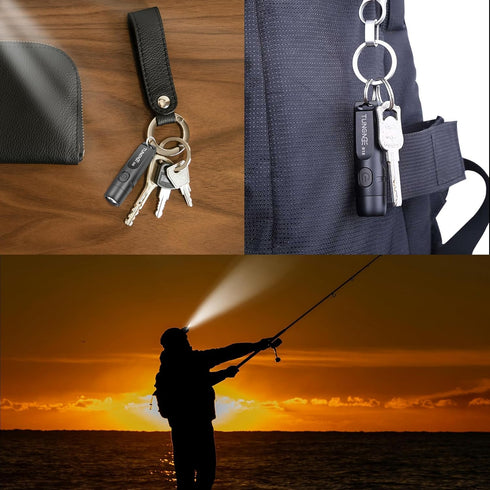 Rechargeable Keychain Flashlights, 650 High Lumens Mini EDC Pocket Flashlights for Camping & Emergency (Black)