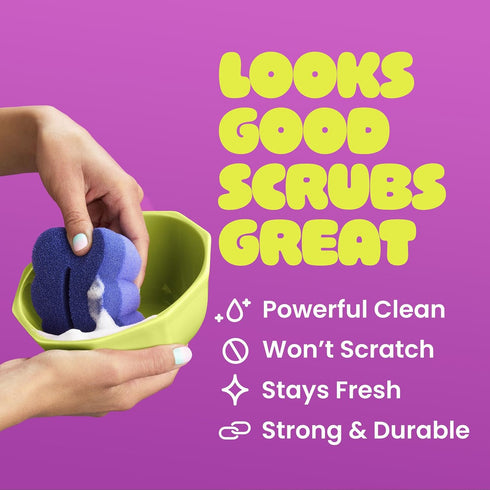 1 Brite by Scotch-Brite Scrub & Wipe with Drain + Dry Stand, Kitchen Sponge for Washing Dishes, Scrub Sponge
