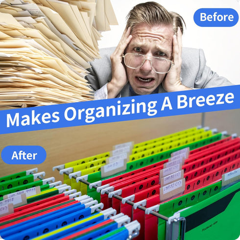 Hanging File Folder Tabs - 120 Pcs File Tabs and 200 Pcs Inserts for Hanging Folders