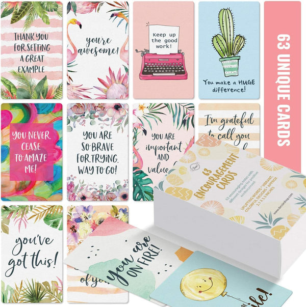Dessie Motivational Cards - 63 Unique Inspirational Business Card Sized Encouragement Cards for Employees, Kindness