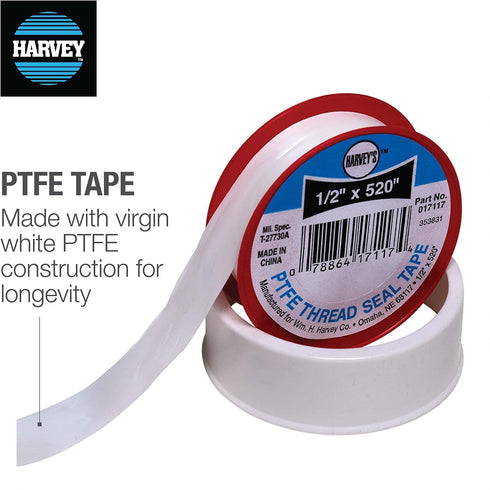 WM Harvey 017117B Thread Seal Tape, 520 in, White