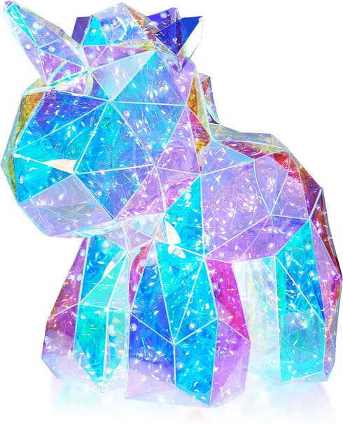 Aladdinas LED Unicorn Night Light, Holographic Iridescent Design, Nursery Decor Display Box with