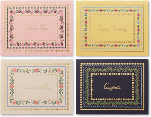 Set 8, 4.25" 5.5" RIFLE PAPER CO. Wildwood Thank You Keepsake Card Boxed of L x W Blank Interior Lets Your Thoughtful