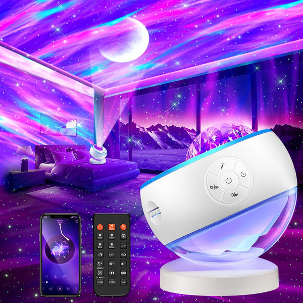 One Fire Northern Lights Projector,300+Color Modes Galaxy Projector for Bedroom, 15 White