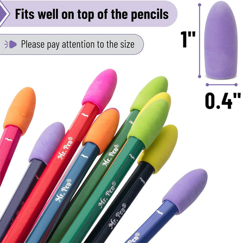 Mr. Pen Pencil Erasers Toppers, 120 Pack Colorful Erasers for Pencils, Pencil Top Erasers, Pencil Cap Erasers