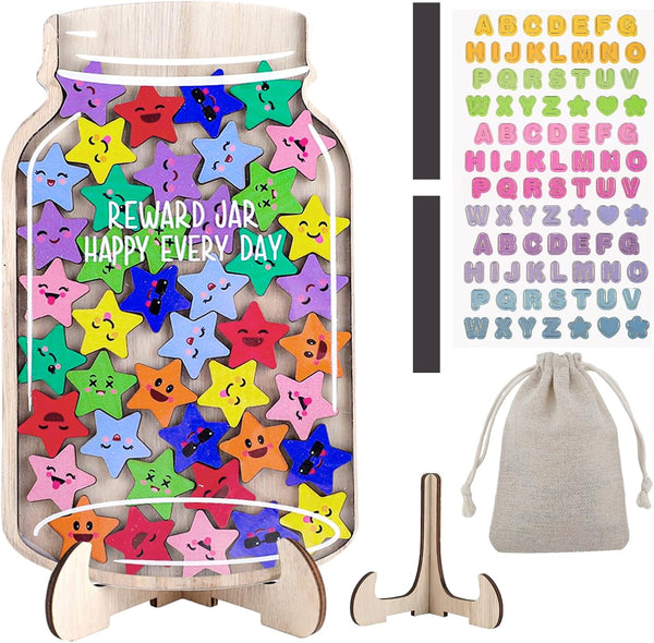 Fyguard 45Pcs Magnetic Reward Jar for Kids, Large 9.8" Star Jars Reward System,