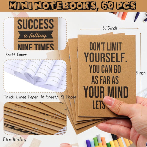 PerKoop 120 Pcs Inspirational Notebooks, Motivational Pens, Thank You Wood Bamboo Pen, Employee Appreciation Gifts Bulk
