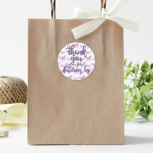 Butterfly Thank You Stickers - Thank You for Fluttering by Labels, Party Favors, 40 Count for Events