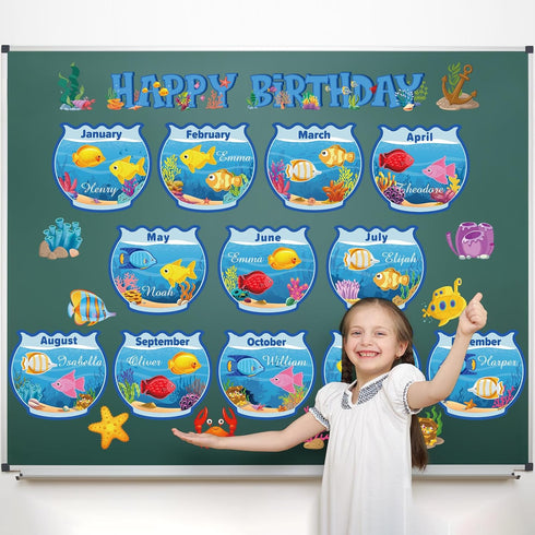 Birthday Bulletin Board Set for Classroom Under The Sea Spring Bug Bee Theme Happy Birthday Decoration Calendar School