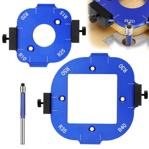 SUNJOYCO 2 PCS Router Corner Radius Templates, Aluminum Alloy Radius Jig Router