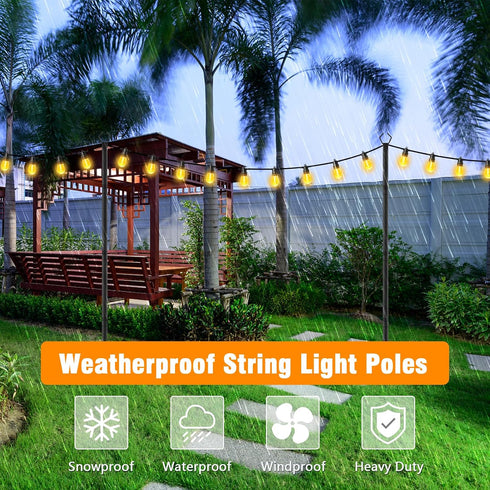 AILBTON 2 Pack 10Ft String Light Poles,Light Poles for Outside String Lights,Outdoor Light Poles with Fork,Metal Pole