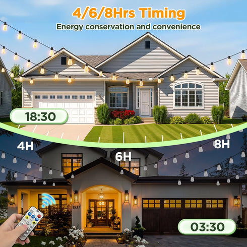 ST38 Bulbs, (25FT) Solar String Lights Outdoor Waterproof with Remote & Timer, LED Shatterproof USB & Solar Powered