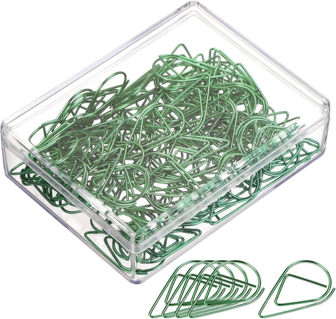 YOKIVE 100 Pcs Paper Clips, Drop-Shaped 1-Inch Clips for Desk Neatness, Great for Art, Home, Daily Use (Green)