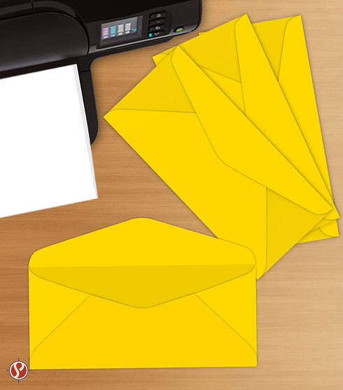 Sun Yellow Bright Color #10 Envelopes - Great for Mailing Letters, Business Memos, Invitations, Invoices, Bills | 4