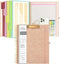 Clipboard Folio with Refillable Lined Notepad for Letter Size 8.5 x 11, 10 Pockets, Rose Gold Clipboards
