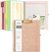Clipboard Folio with Refillable Lined Notepad for Letter Size 8.5 x 11, 10 Pockets, Rose Gold Clipboards