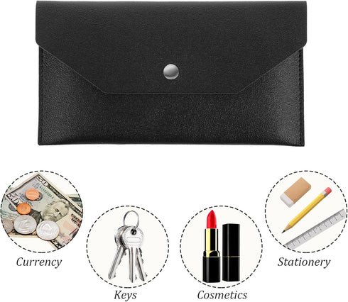 Money Envelopes for Cash, Reusable PU Leather Cash Wallet, Money Pouch for Travel and Budgeting