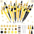 ReliThick 15 Sets Sunflower Beadable Pens, Bulk Plastic Beadable Pens, Black Ink Ballpoint Pen DIY Set for Women Kids