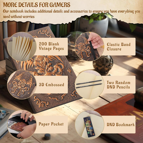 DND Campaign Journal, 3D Cthulhu Embossed Leather Cover, 192 Blank Pages, A5 Notebook for RPG Notepad, Great for GM &