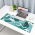 XL Japanese Green and White Wave Gaming Mouse Pad, Non-Slip Rubber Base, Stitched Edges, 31.5 x 11.8 Inch