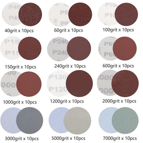 127pcs Sandpaper 3inch Sanding Disc 40-7000 Grit with Hand Sanding Block,1/4" Shank Backer Plate, Polishing Pads, and Interface Pad for Drill Grinder Rotary Tools Attachment