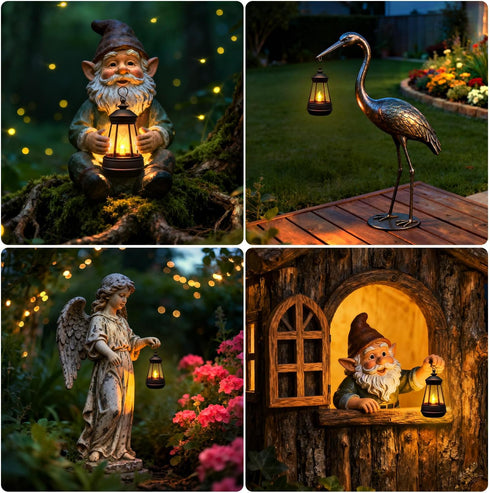 Babineto 2 Pack Mini Solar Lantern Lights Replacement Parts for Outdoor Statue,Waterproof Solar Hanging Lights