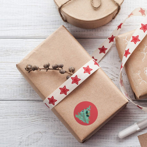 Patterned Holiday Trees Christmas Stickers - 500 Christmas Labels with 8 Alternating Floral Holiday Tree Designs (1.5"